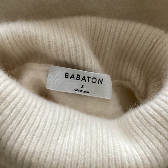 Babaton Women's Cashmere Cropped Knit Turtleneck Sweater Size S Super Soft Warm - Picture 7 of 9